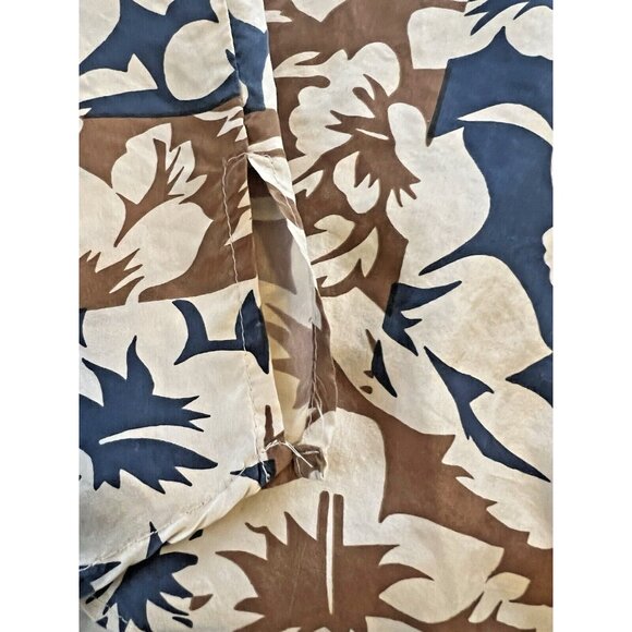 Lord &Taylor Men's XL Silk Hawaiian Camp Shirt Button Down Floral Blue Brown - Picture 7 of 12